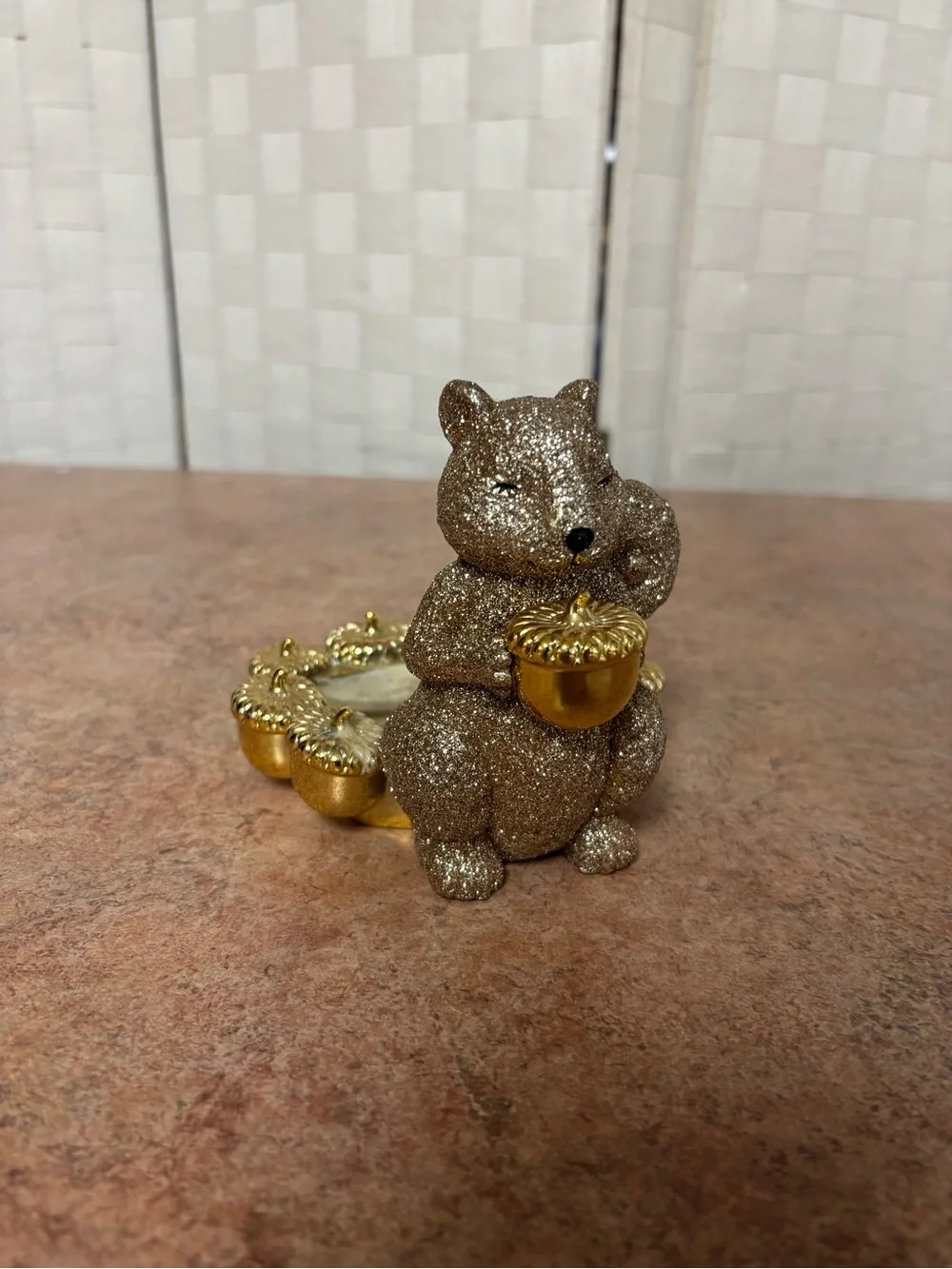 Bath & Body Works Glitter Gold Squirrel Acorn Foaming Soap Holder